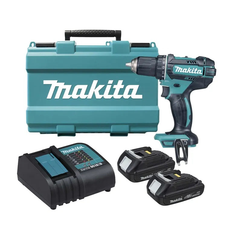 KIT MAKITA ORIGINAL: TALADRO INALÁMBRICO con PISTOLA DE IMPACTO + 26 ACCESORIOS + 2 BATERIAS